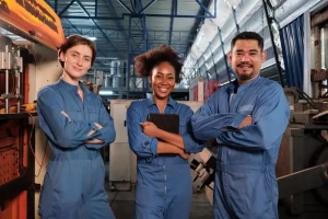 Machine Shop employees from a variety of backgrounds.