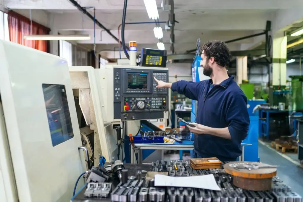CNC Machinist Setting up a Job on the machine.