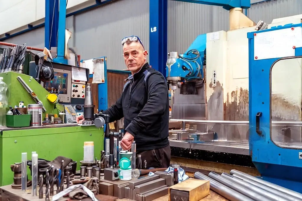 Typical machinist in a Machine Shop