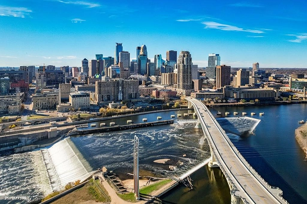 Skyline of Minneapolis, MN.